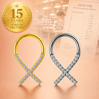 Cincin Hidung Titanium ASTM F136 Lapis Emas 24K Kualitas Implan Klasik Grosir untuk Pernikahan, Pertunangan, dan Pesta