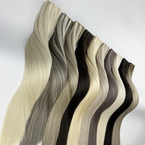 <span class=keywords><strong>Capelli</strong></span> Umani Remy Genius Weft 50g 100g, Colori Nero <span class=keywords><strong>Naturale</strong></span> e Biondo, Doppia Trama, Qualità Professionale da Salone - Product Image 4