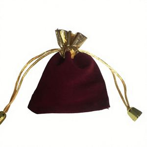 Sacs cadeaux en velours avec cordon de serrage de 2,8 x 3,6 pouces avec bordure dorée, pochettes pour petits cadeaux, bijoux, faveurs de mariage, Noël - Product Image 2