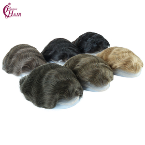 FH # Prothèse capillaire française 4 Pu+lace+mono pour homme, unité de remplacement en cheveux naturels, ondulation naturelle, base 8x10 pouces, système de remplacement bouclé - Product Image 4