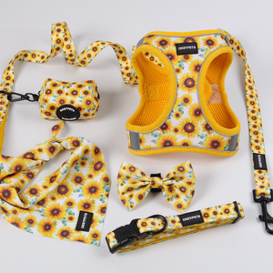 Suministros para mascotas Arnés de perro estampado para perros pequeños y medianos Conjunto de collar de correa de arnés de entrenamiento de mascotas de un paso personalizado - Product Image 1