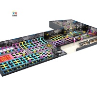 Parc de trampolines intérieur personnalisé couleur macaron, aire de jeux commerciale pour enfants avec parcours d'obstacles et piscine à balles, OEM