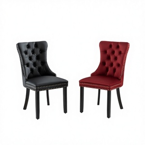 Chaise de salle à manger rembourrée en velours BHARAT HANDICRAFT avec pieds en bois massif, design moderne capitonné, provenance du Rajasthan, modèle BH-DC012 - Product Image 2