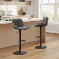 Tabouret de bar moderne réglable en cuir PU, pivotant à 360 degrés, avec repose-pieds