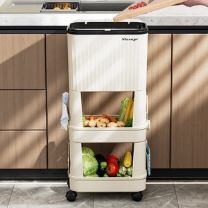 <span class=keywords><strong>Poubelle</strong></span> de cuisine de style japonais à usage domestique avec couvercle coulissant <span class=keywords><strong>Poubelle</strong></span> à double couche sans pliage - Product Image 3