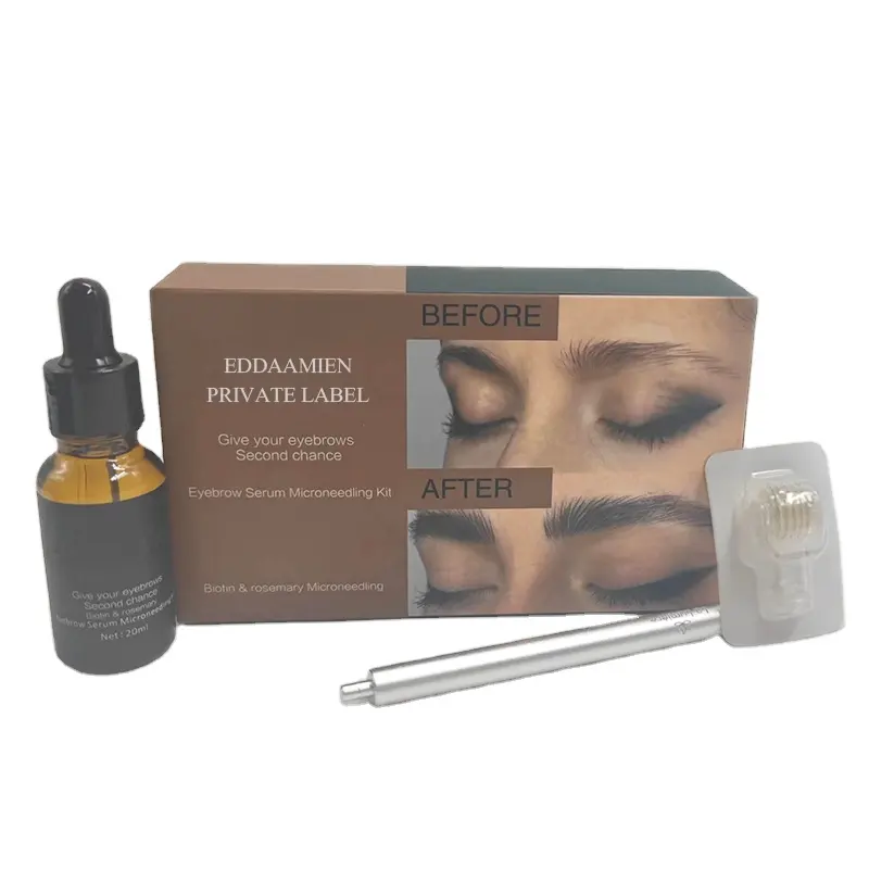 Natural Eye Brow Eyebrow Growth Liquid Lash Boost Enhancer Growth Serum Private Label Eyebrow Serum with derma roller