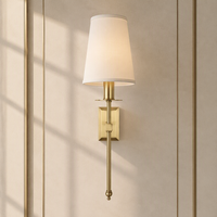 Applique Murale Moderne de Luxe Faite à la Main en Laiton avec Abat-jour en Tissu, 1 Lumière, pour Chambre, Salon, Couloir, Escalier, Villa, OEM ODM