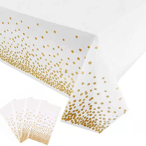<strong>Plastic</strong> Tablecloths for Rectangle Party <strong>Tables</strong> Disposable with Gold Disc Rectangular <strong>Table</strong> <strong>Cover</strong> - Product Image 5