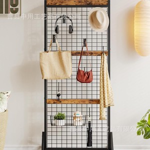 Ironwood Storage Pegboard <b>Shelf</b> Grid Wall Panel Display Rack Portable Kitchen Organizer With <b>Hooks</b> And <b>Shelves</b> - Product Image 2