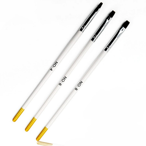 Lot de 3 pinceaux à ongles en acrylique, plats, pour la peinture au gel, avec manche doré, pour l'application de gel UV coloré - Product Image 1