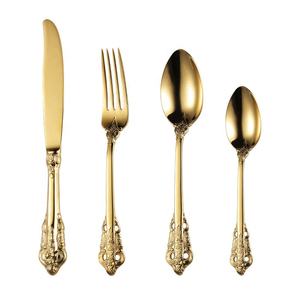 Modern Gold Royal Design Eco-friendly Stainless Steel 304 Flatware Set Luxury <b>Knives</b> and Forks for Parties - Product Image 2