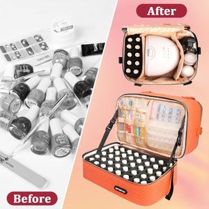 Sac à vernis à ongles BSCI, facile à transporter, étui de rangement pour outils de manucure, avec séparateurs flexibles - Product Image 1