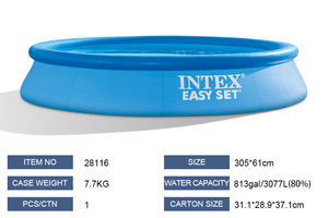 สระว่ายน้ำเป่าลมทรงกลม Intex Easy Set ขนาด 10 ฟุต x 24 นิ้ว สำหรับเด็กเล่นกลางแจ้ง วัสดุ PVC ติดตั้งง่าย - Product Image 3