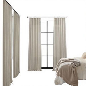 <span class=keywords><strong>Cortinas</strong></span> de Lino de 2 Paneles con Bolsillo Trasero, Semitransparentes, Color Beige, Estilo Clásico, Lavables a Máquina, <span class=keywords><strong>para</strong></span> Dormitorio y Sala de Estar - Product Image 1