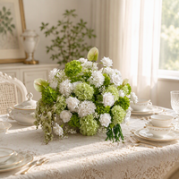 Boule de fleurs vertes et blanches T-FT179, centre de table 50cm 60cm 70cm, vente en gros pour décoration de mariage et allée centrale