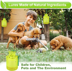 Piège à mouches et attrape-insectes en plastique solide, réutilisable, non toxique et écologique pour l'extérieur, avec plus de 480 heures d'utilisation (1 paquet, vert herbe) - Product Image 3