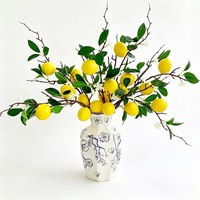 LE-464 Vente en gros de branche de citron artificielle avec fleurs, tige décorative de citron pour la décoration intérieure et la présentation en vitrine