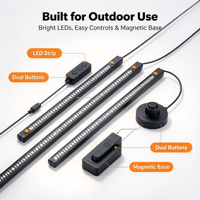 Barre lumineuse LED magnétique bicolore pour camping, lampe à bande LED étanche à intensité variable pour caravane, remorque, camping, extérieur