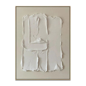 Paleta cuchillo 3D grueso minimalista blanco abstracto pared arte hecho <span class=keywords><strong>a</strong></span> mano pintura al óleo para sala de estar - Product Image 5