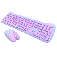 Combo clavier souris sans fil 2.4G en forme de chat en gros d'usine en stock