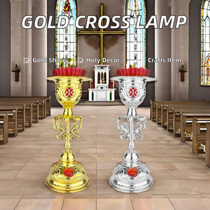 Chiesa ortodossa croce veglia lampada in metallo placcato oro portacandele con tazza di vetro stoppino religioso per <span class=keywords><strong>la</strong></span> casa decorazione della tavola per <span class=keywords><strong>la</strong></span> preghiera - Product Image 4