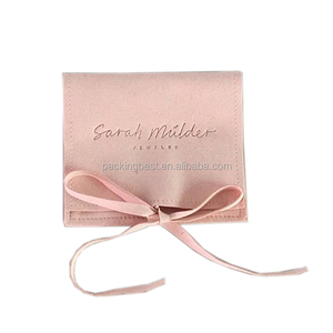 Pochette à bijoux en microfibre de luxe avec logo personnalisé, petite pochette en tissu, rabat en velours suédé, élégante et pratique, conteneur à bijoux - Product Image 3
