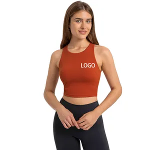 Hochwertiges High Neck Fitness Yoga BH-Top mit abnehmbaren Pads Workout Running Active In Built BH Yoga Crop Tank Top für Frauen