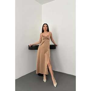 Vestido de Noche de Satén con Tirantes de Visón al por Mayor - Product Image 4