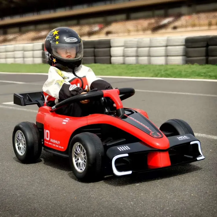Carro de corrida infantil F1 Kart para crianças de 3 a 10 anos, carrinho de brinquedo elétrico com 4 rodas para crianças grandes