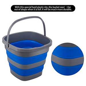 Seau pliable, seau de pêche pliable, seau de camping, seau de plage, seau d'extérieur, seau carré pliable simple à transporter, bacs pliables portables en silicone - Product Image 2