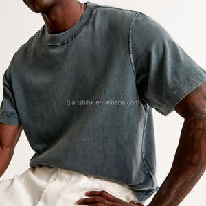 Sun Faded Vintage Blank t Shirt Men's Summer Plain Short Sleeve Shirt Cotton Cut and Sew <b>Acid</b> <b>Wash</b> Oversized Men's T-shirts - Product Image 4