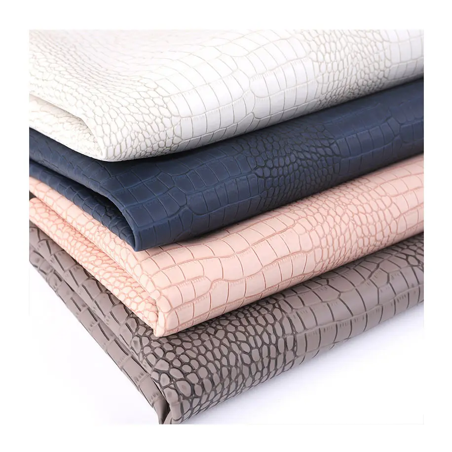 Designer 0.7 mm 3D Matt Emboss Knitted Raw Rexine Faux PU Synthetic Crocodile Leather Fabric Material Sheets for Bag Shoe Cases