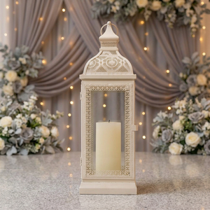 Wholesale <b>Moroccan</b> Designer White Metal Candle <b>Lantern</b> for Home and Weddings Decoration - Product Image 2