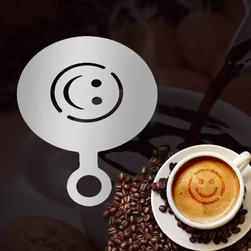 قالب قهوة لاتيه باريستا مصنوع من الفولاذ المقاوم للصدأ والقابل لإعادة الاستخدام للكريسماس نماذج فنية للقهوة مع ستنسل للتزيين