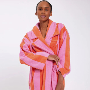 <span class=keywords><strong>Accappatoio</strong></span> in spugna <span class=keywords><strong>di</strong></span> cotone 100% morbido a righe personalizzate <span class=keywords><strong>di</strong></span> <span class=keywords><strong>lusso</strong></span> da <span class=keywords><strong>donna</strong></span> - Product Image 6