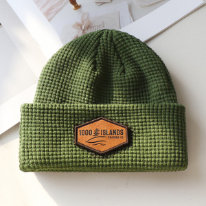 Qianzun Tùy Chỉnh Unisex Skull Beanie Cap Vá Logo Dệt Kim Còng Beanie Hat Mens Mùa Đông Sang Trọng Waffle Đan Beanie - Product Image 3