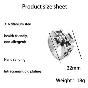 Men's Stainless Steel <b>Skull</b> Cross <b>Ring</b> Punk Style Fashion Jewelry Gift 27067 - Product Image 5