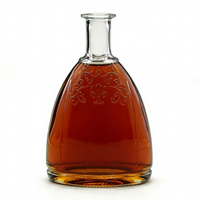 Bouteille en verre vide de 700 ml pour la conservation du vin, forme plate, gravure personnalisée du logo, vodka, rhum, whisky, brandy