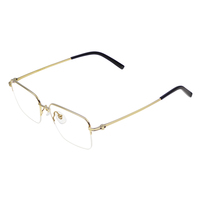 Gafas de titanio IP con logotipo personalizado al por mayor, monturas ópticas modernas minimalistas de medio aro, brillantes, doradas, de moda.