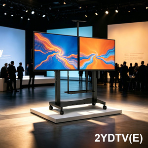 รถเข็นทีวีเคลื่อนที่ 2YDTV(E) พร้อมขาตั้งยกจอคู่ รับน้ำหนักได้ 15 กก. สีดำ วัสดุโลหะ ใช้ได้กับทีวีทุกประเภท - Product Image 1