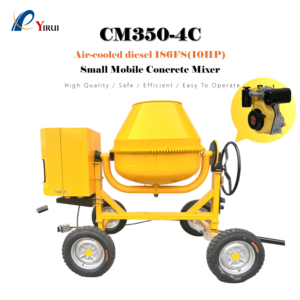 เครื่องผสมปูนซีเมนต์ขนาดเล็กแบบพกพาสำหรับโรงงาน ใช้เครื่องยนต์ดีเซล 350 ลิตร สำหรับฟาร์ม มอเตอร์ 6 แรงม้า ความเร็ว 5 เมตร/ชั่วโมง ประสิทธิภาพสูง - Product Image 3