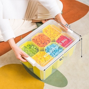 Contenedores de almacenamiento de plástico PP transparente con tapas Cajas organizadoras apilables multiusos para manualidades y crayones - Product Image 6