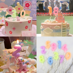 <span class=keywords><strong>2023</strong></span> Bonbons Couleur Spirale Ballon Numéro Bougie Décorations De Fête D'anniversaire Gâteau Sparkler Numéro Bougies Photo Props - Product Image 4