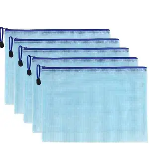 HIgh Quality Clear Waterproof file zipper bag See Through Zip File Bags Mesh Design Business Documents Storage Bags
