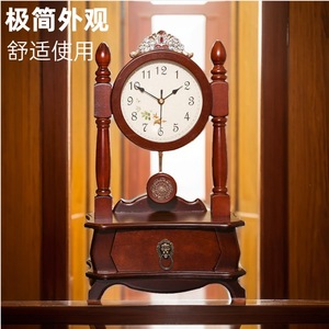 Solid Wood European Retro <b>Table</b> <b>Clock</b> Circular Silent Living Room Decor T1003 - Product Image 5