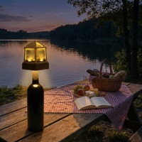Lampe de table artistique en résine en forme de tente, avec contrôle tactile LED, intensité réglable, sans fil, rechargeable, pour le glamping