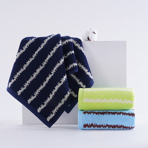 Serviettes de bain en coton rayées colorées, taille unique, absorbantes, pour usage domestique, rectangulaires, lavables en machine - Product Image 1