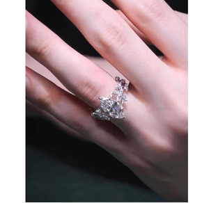 3CT Marquise Lab Grown Diamond Ring 14K White Gold <b>Cluster</b> Engagement Ring Elegant Fine Jewelry Gift for Women - Product Image 5