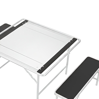 Ensemble de table et bancs pliants en alliage d'aluminium - Conception compacte pour pique-nique en plein air, barbecue, repas, utilisation portable, mobilier d'extérieur