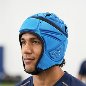 Protège-tête de rugby rembourré en cuir, casque de sport à absorption des chocs, équipement de protection élégant pour enfants, protège-tête de rugby réglable - Product Image 5
